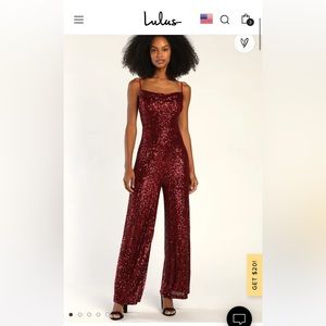 Sequin burgundy wide leg jumpsuit